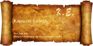 Kapsza Ervin névjegykártya