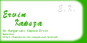 ervin kapsza business card